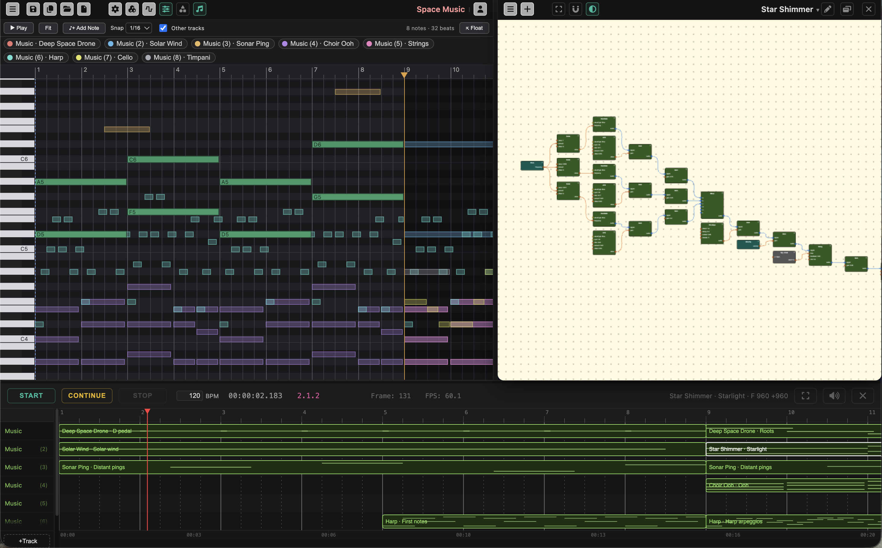 The piano roll